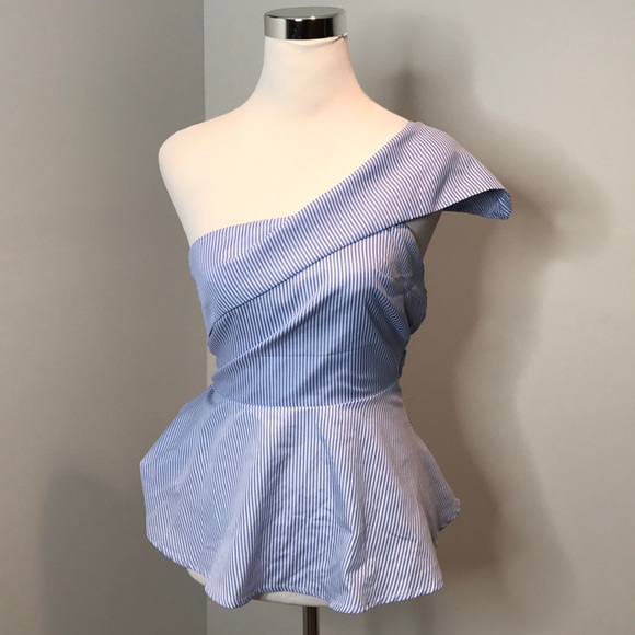 Tops - Striped off shoulder peplum top